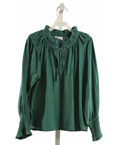 PLEAT. GREEN SMOCKED DRESS SHIRT
