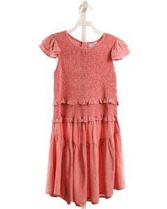 PLEAT. PINK SMOCKED DRESS WITH RUFFLE