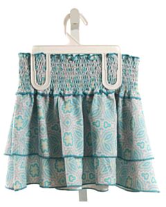 PLEAT. AQUA SMOCKED SKIRT