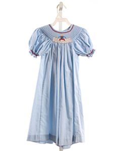 MOM & ME BLUE MICROCHECK SMOCKED DRESS