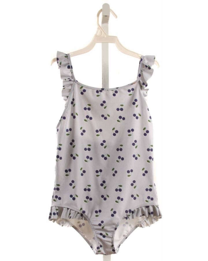 BONPOINT  BLUE   PRINTED DESIGN 1-PIECE SWIMSUIT WITH RUFFLE