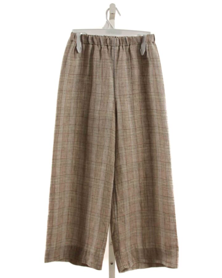 IL GUFO  BROWN LINEN PLAID  PANTS