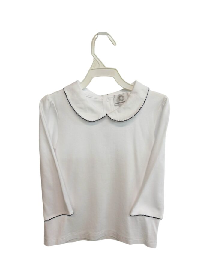 THE PROPER PEONY  WHITE    KNIT LS SHIRT WITH PICOT STITCHING