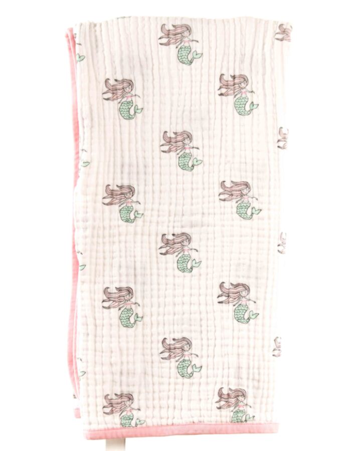 MONICA + ANDY  WHITE COTTON PRINT  BLANKET