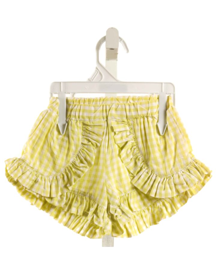 RED BEANS  LIME GREEN  GINGHAM  SHORTS WITH RUFFLE