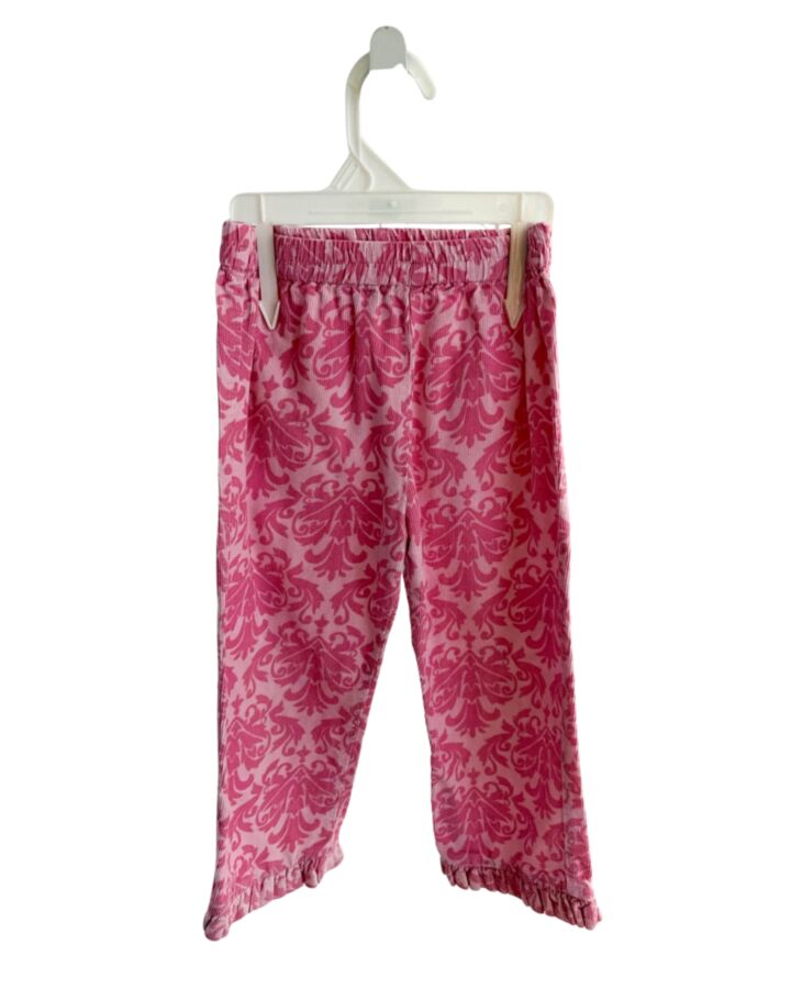 ORIENT EXPRESSED  PINK CORDUROY  PRINTED DESIGN PANTS WITH RUFFLE