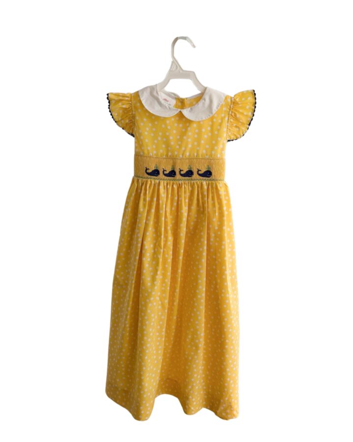 LOLLY WOLLY DOODLE  YELLOW  POLKA DOT SMOCKED DRESS WITH RIC RAC