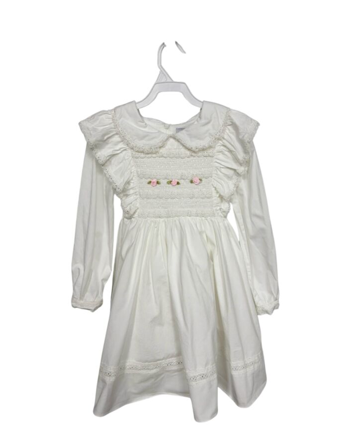 ONLY LITTLE ONCE  WHITE   SMOCKED DRESS WITH EYELET TRIM