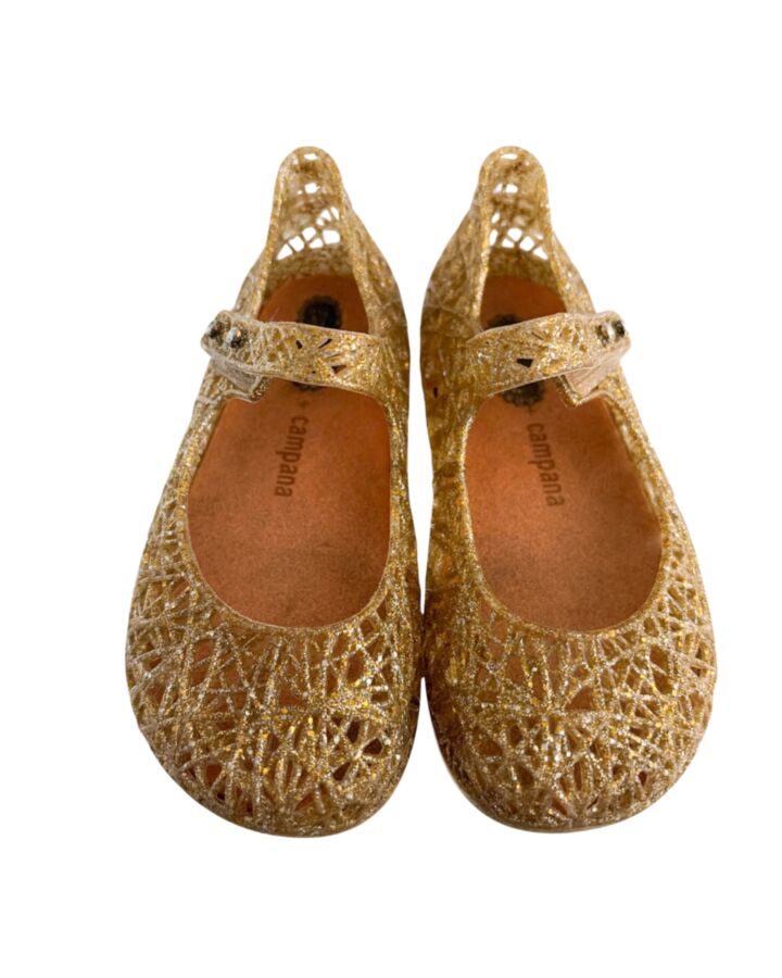 MINI MELISSA GOLD MARY JANES  *EUC SIZE TODDLER 8