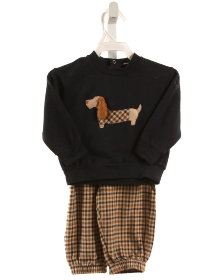 IL GUFO  BROWN  PLAID APPLIQUED 2-PIECE OUTFIT