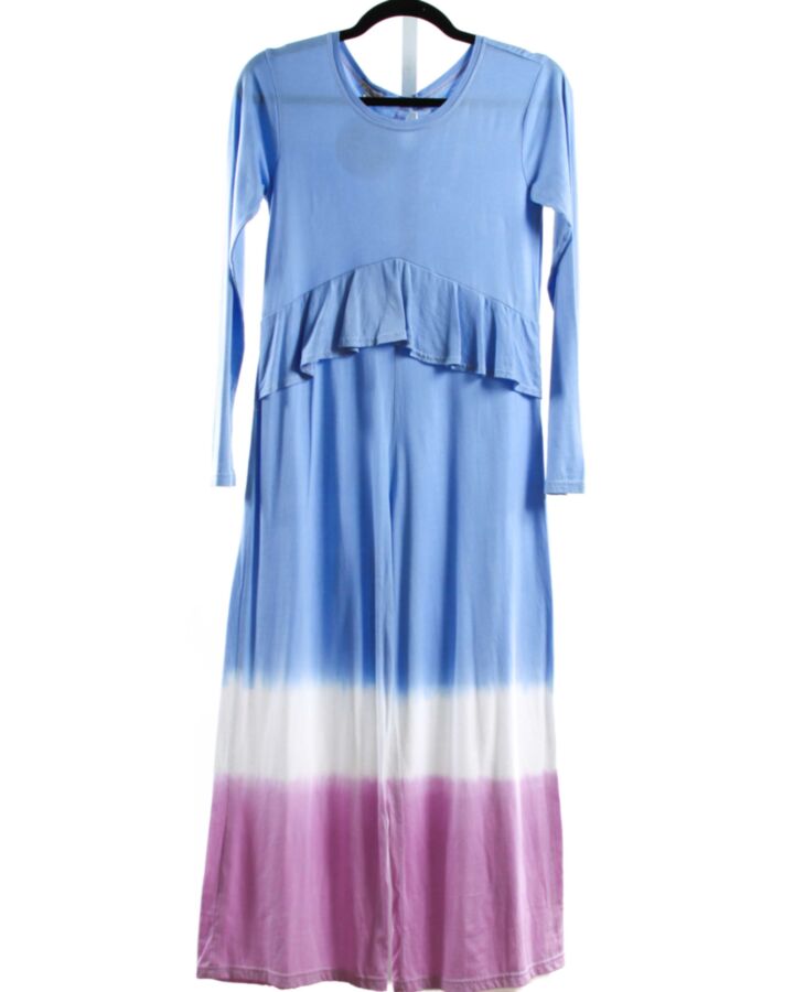 JOYOUS AND FREE  BLUE  KNIT ROMPER WITH RUFFLE