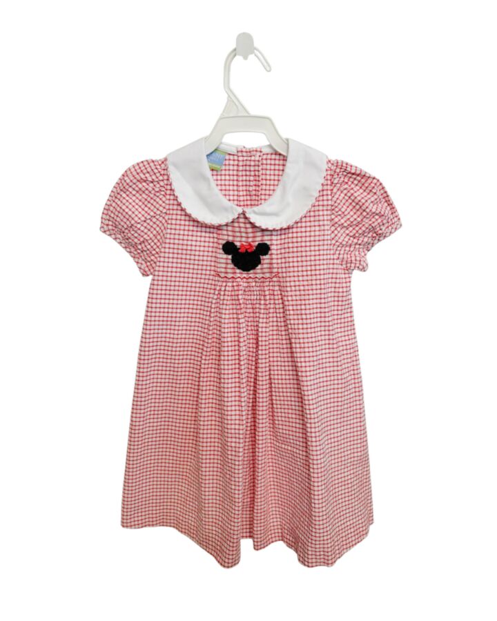 VELANI  RED SEERSUCKER GINGHAM SMOCKED DRESS