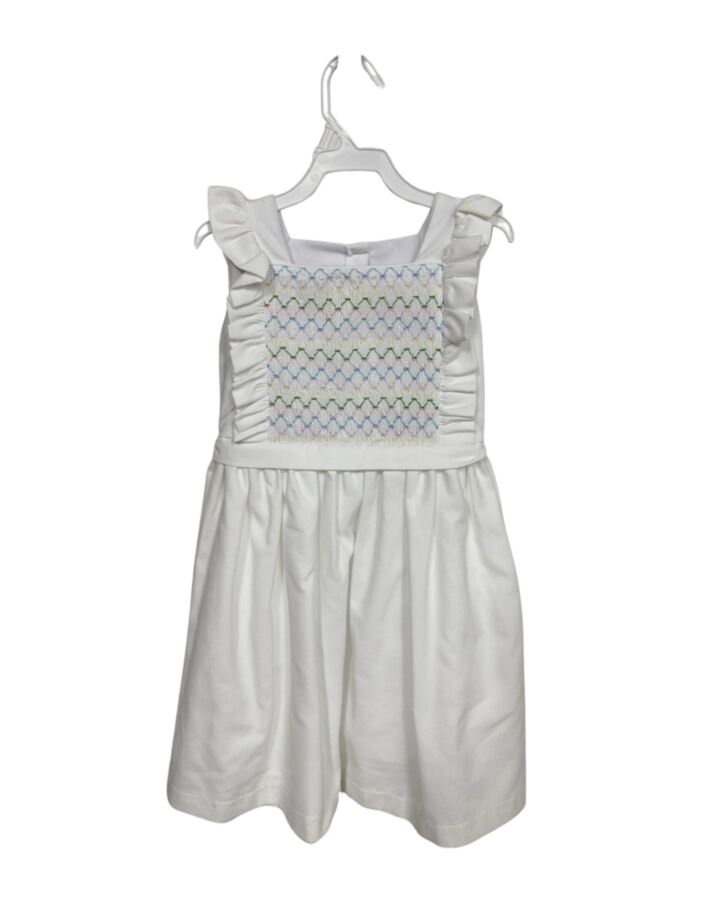 PEGGY GREEN  WHITE PIQUE  SMOCKED DRESS WITH RUFFLE
