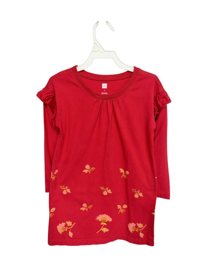 TEA  RED  FLORAL  KNIT DRESS