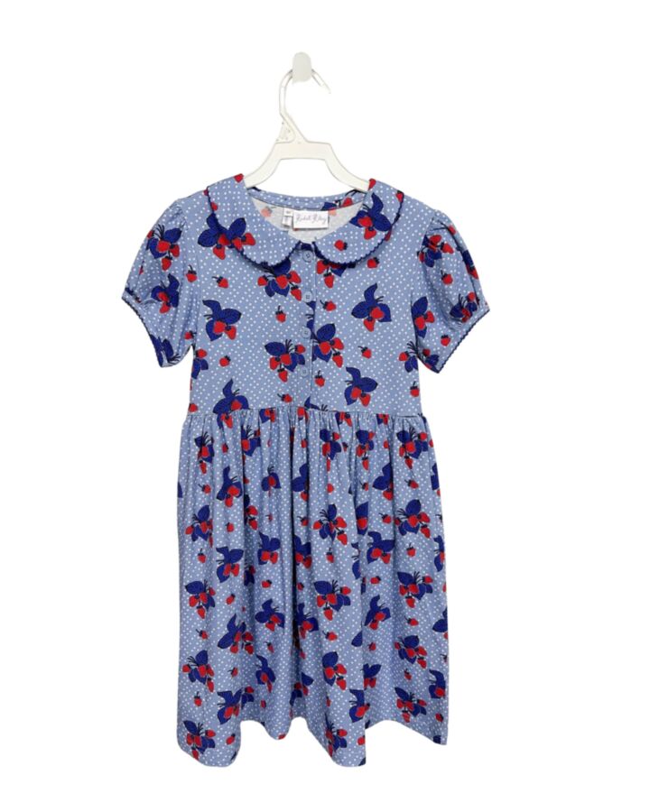 RACHEL RILEY  BLUE  POLKA DOT  KNIT DRESS WITH PICOT STITCHING