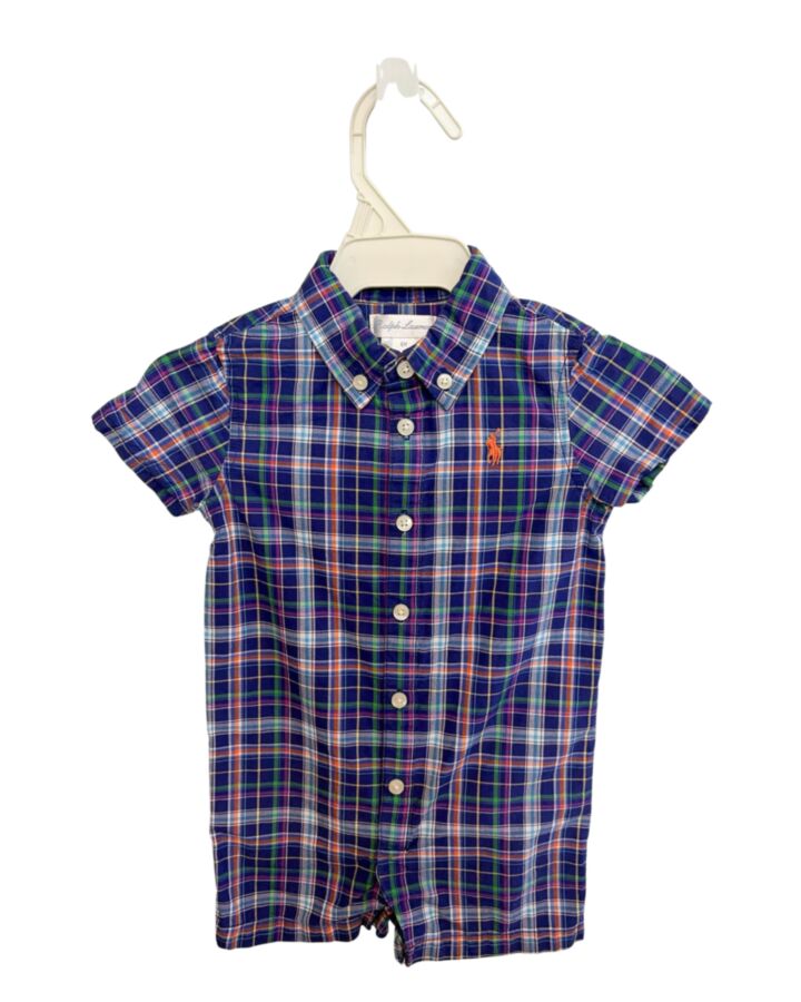 RALPH LAUREN  BLUE  PLAID  SHORTALL