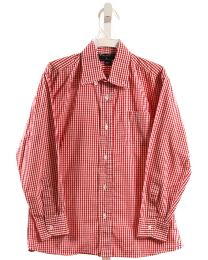 OSCAR DE LA RENTA  RED  GINGHAM  DRESS SHIRT