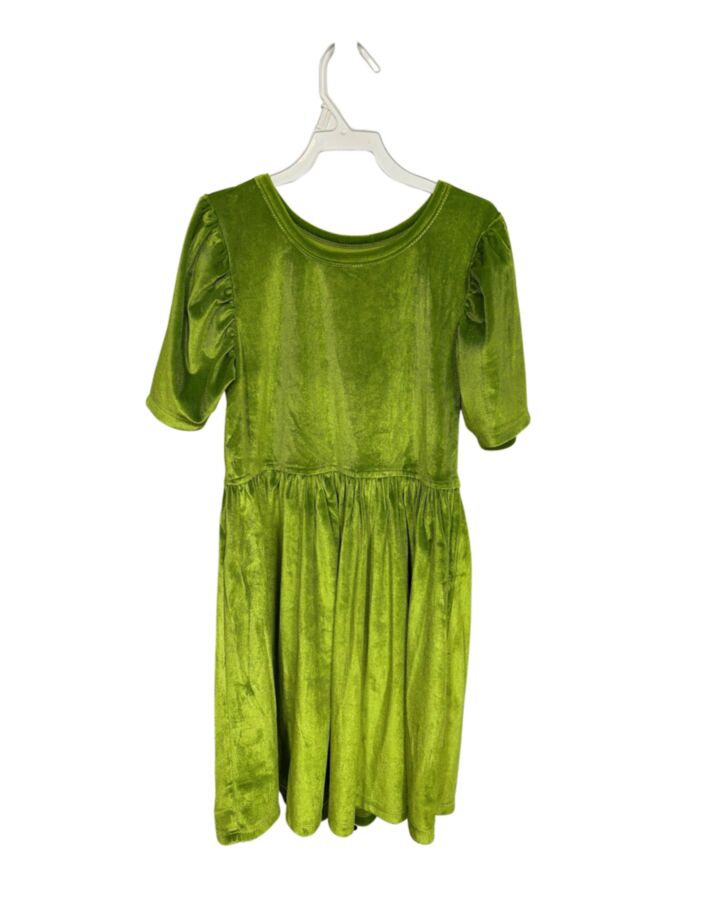 PINK CHICKEN  LIME GREEN VELOUR   DRESS