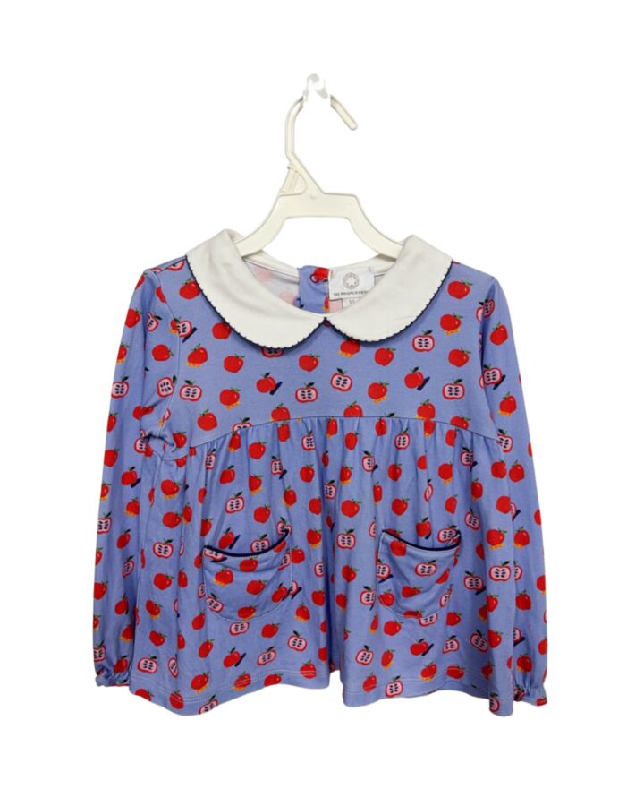 THE PROPER PEONY  BLUE    KNIT LS SHIRT WITH PICOT STITCHING