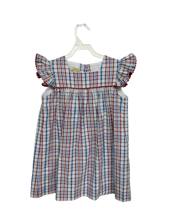 THE BEAUFORT BONNET COMPANY  RED SEERSUCKER PLAID  DRESS WITH RIC RAC
