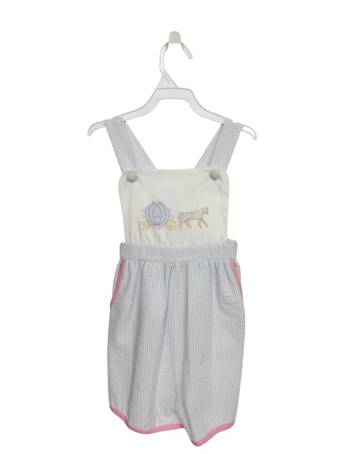 BANANA SPLIT  LT BLUE SEERSUCKER STRIPED  ROMPER