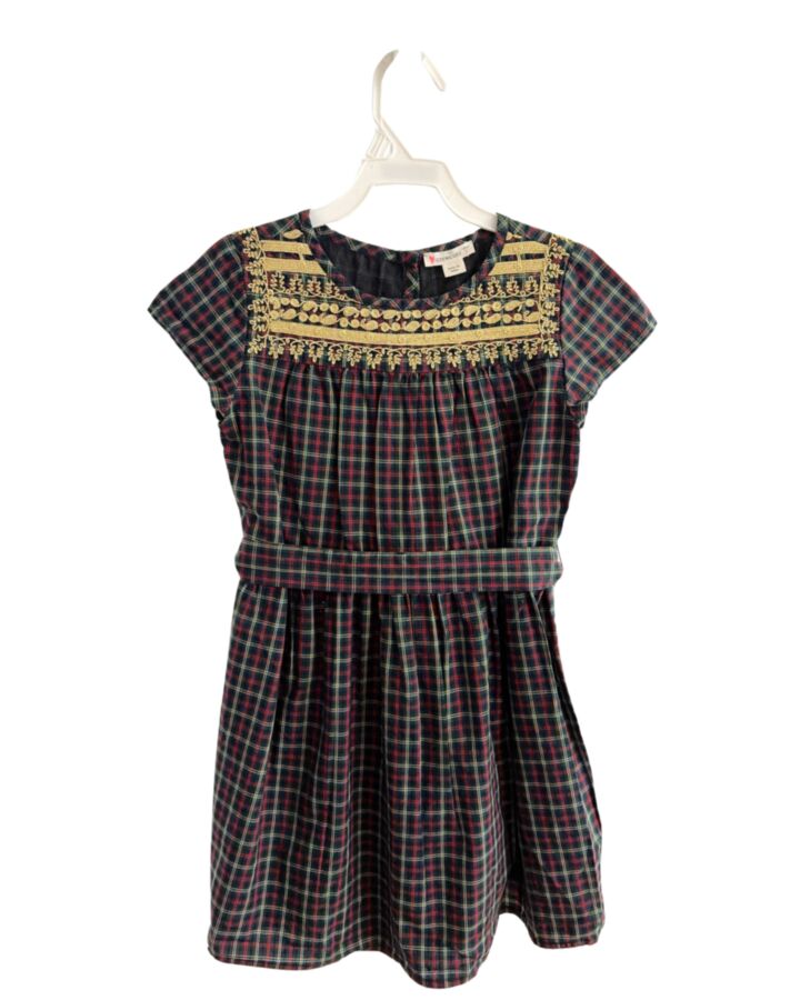 CREWCUTS  BLACK  PLAID EMBROIDERED DRESS