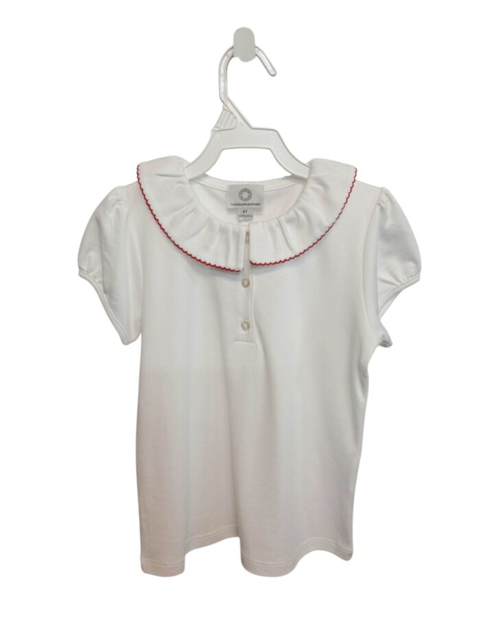 THE PROPER PEONY  WHITE    KNIT SS SHIRT WITH PICOT STITCHING