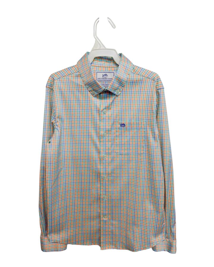 SOUTHERN TIDE  ORANGE  PLAID  DRESS SHIRT