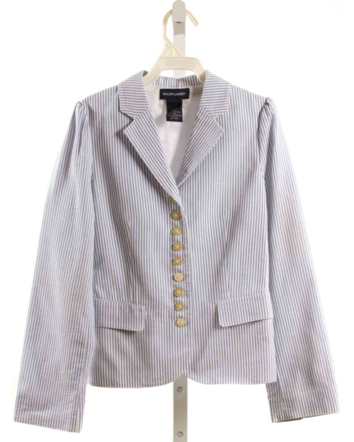 RALPH LAUREN  BLUE SEERSUCKER STRIPED  BLAZER