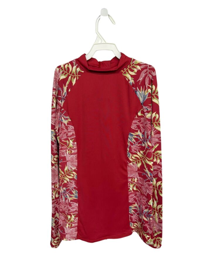ROXY  RED  FLORAL  RASH GUARD