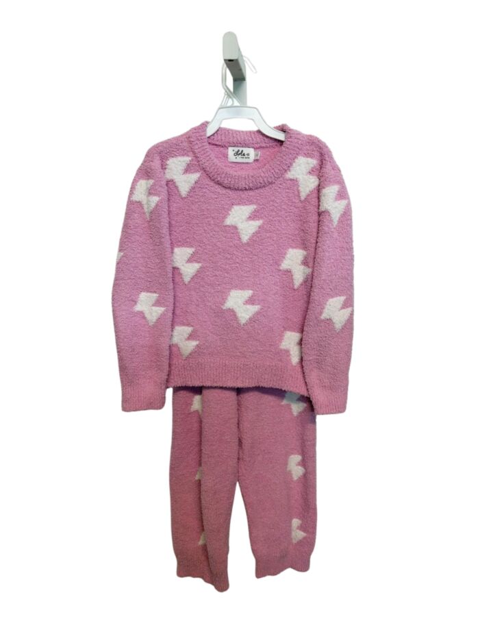 LOLA + THE BOYS  PINK FLEECE  EMBROIDERED 2-PIECE OUTFIT