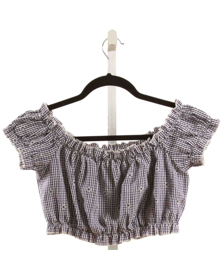 HYFVE  NAVY  GINGHAM SMOCKED SHIRT-SS