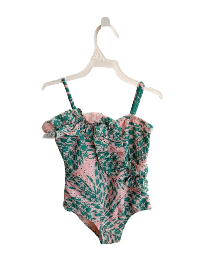 SHADE CRITTERS  GREEN EYELET FLORAL  1-PIECE SWIMSUIT WITH EYELET TRIM