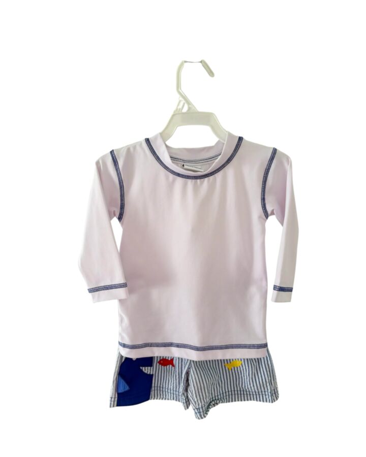 FLORENCE EISEMAN  BLUE SEERSUCKER STRIPED  SWIM SET