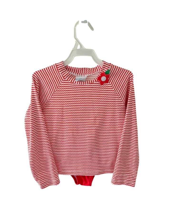 FLORENCE EISEMAN  RED  STRIPED  2-PIECE SWIMSUIT