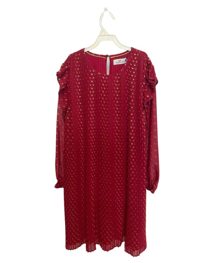 VINEYARD VINES RED FLORAL PARTY DRESS WITH RUFFLE