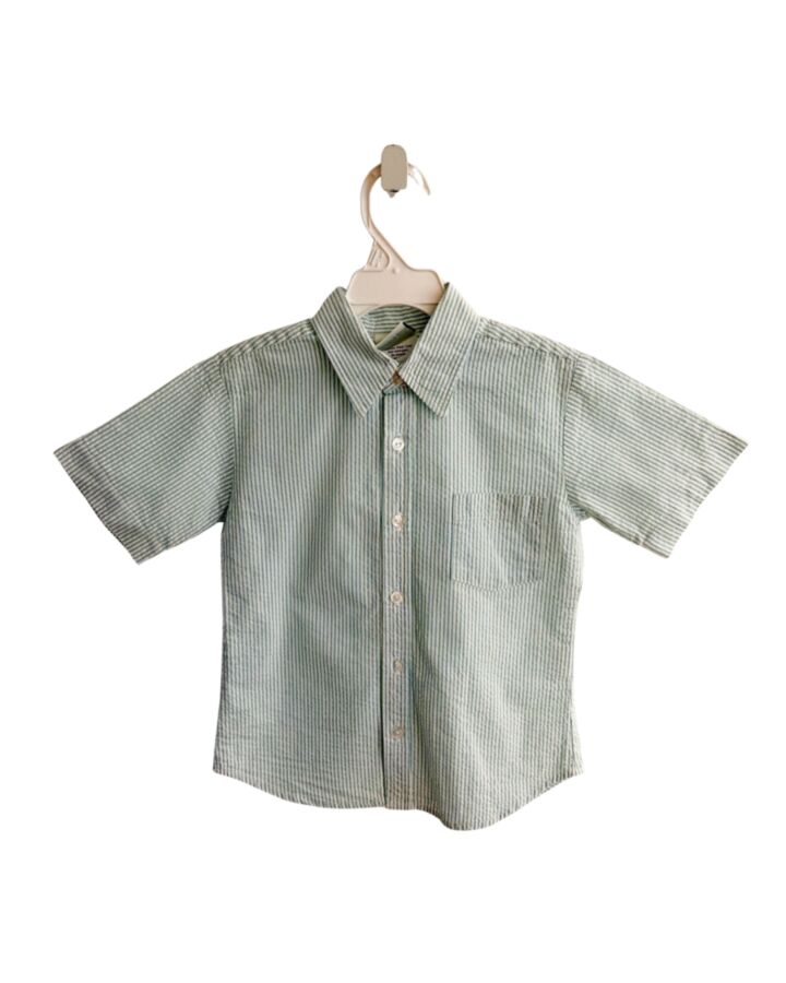 ZUCCINI  GREEN SEERSUCKER STRIPED  DRESS SHIRT