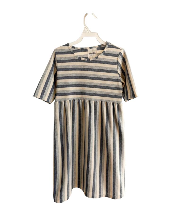 VIGNETTE  GRAY  STRIPED  KNIT DRESS