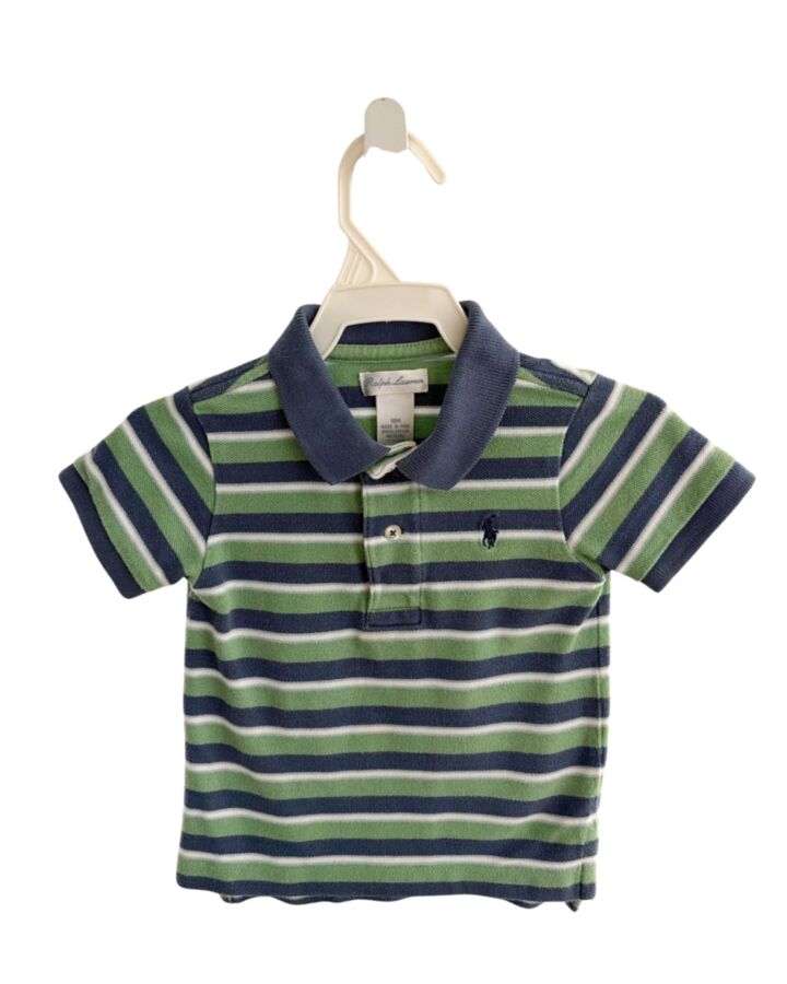 RALPH LAUREN GREEN PIQUE STRIPED SHIRT-SS