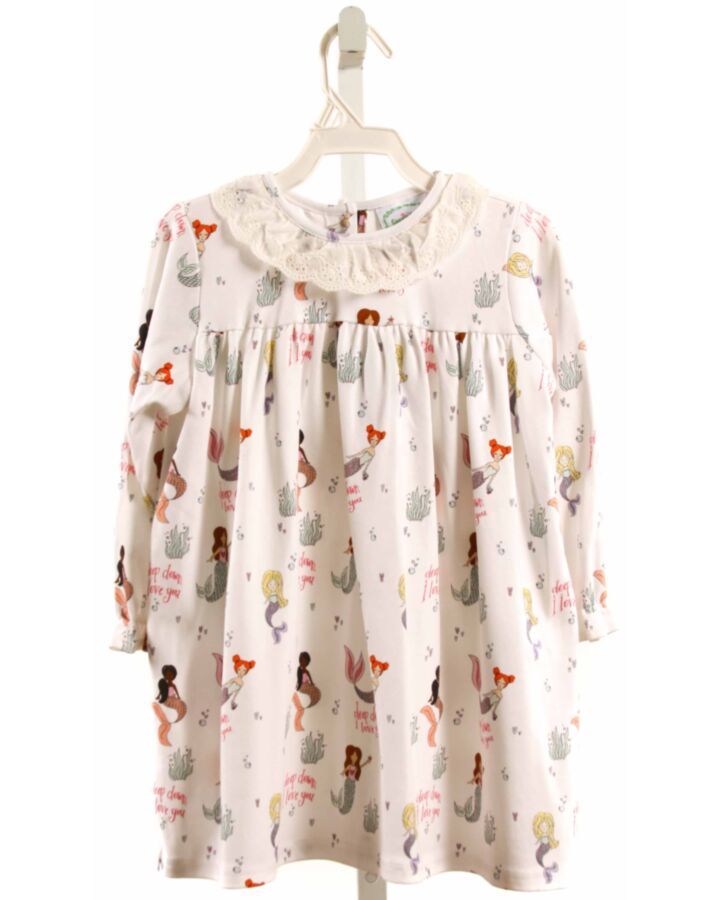 GRACE & JAMES  WHITE  PRINT  LOUNGEWEAR WITH EYELET TRIM