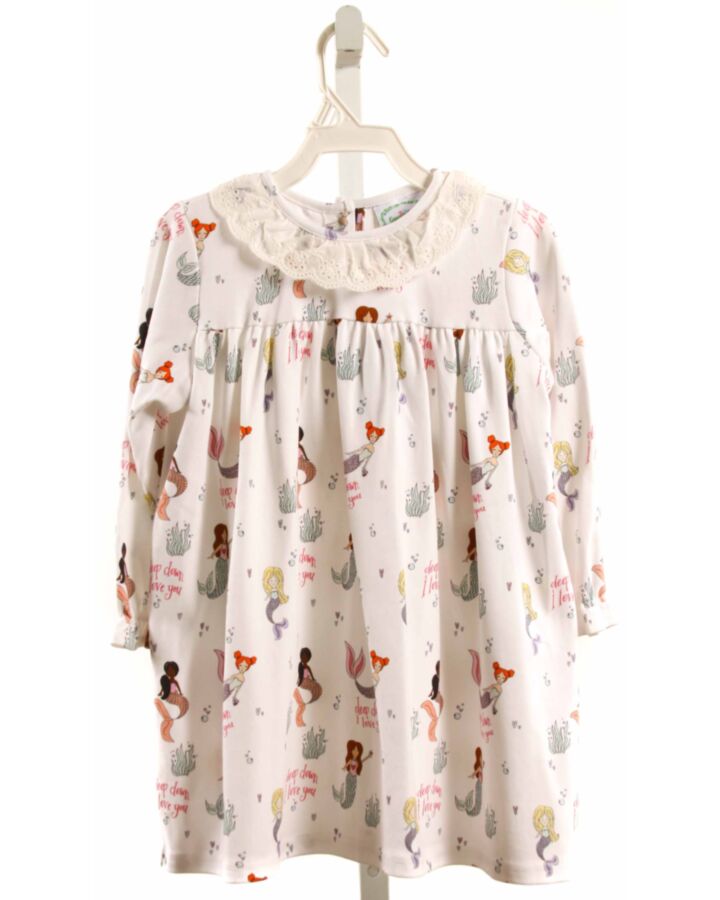 GRACE & JAMES  WHITE  PRINT  LOUNGEWEAR WITH EYELET TRIM