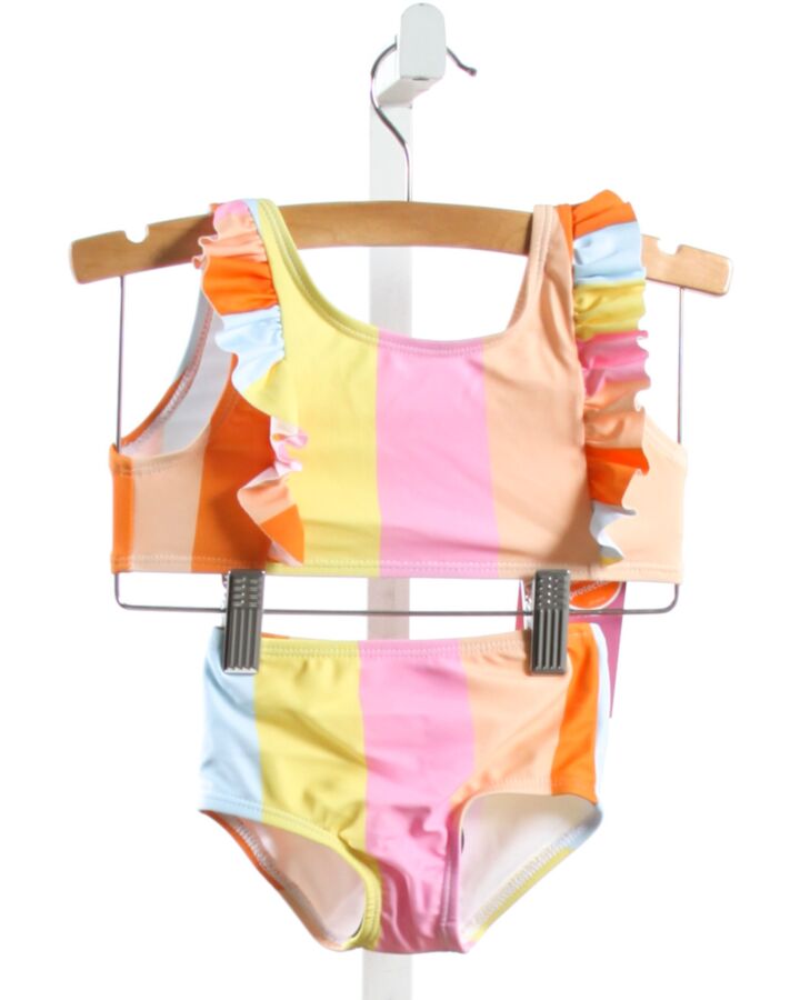 THE OAKS APPAREL  MULTI-COLOR  STRIPED  2-PIECE SWIMSUIT WITH RUFFLE