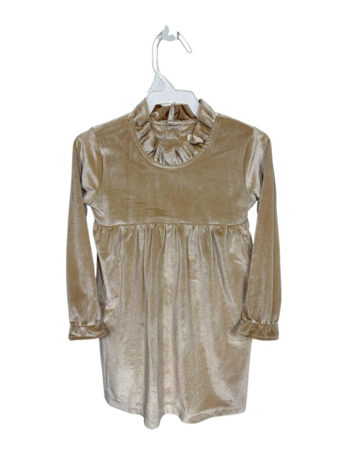 THE OAKS APPAREL   BROWN VELVET   PARTY DRESS WITH RUFFLE