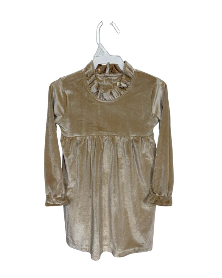 THE OAKS APPAREL   BROWN VELVET   PARTY DRESS WITH RUFFLE