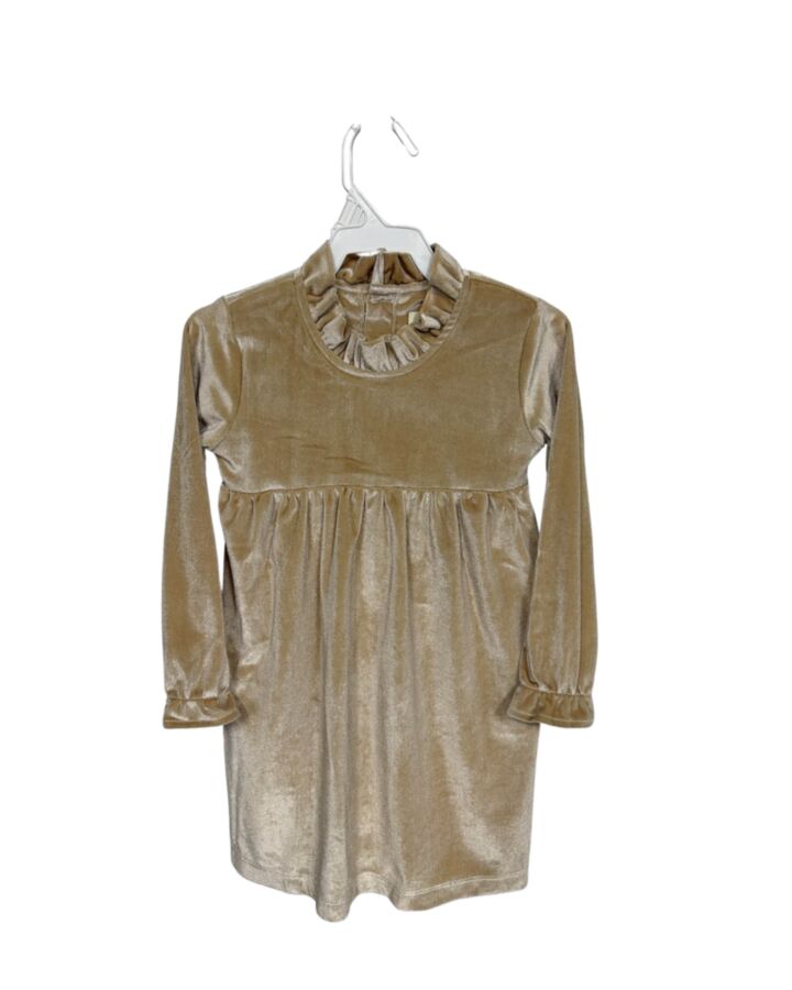 THE OAKS APPAREL   BROWN VELVET   PARTY DRESS WITH RUFFLE
