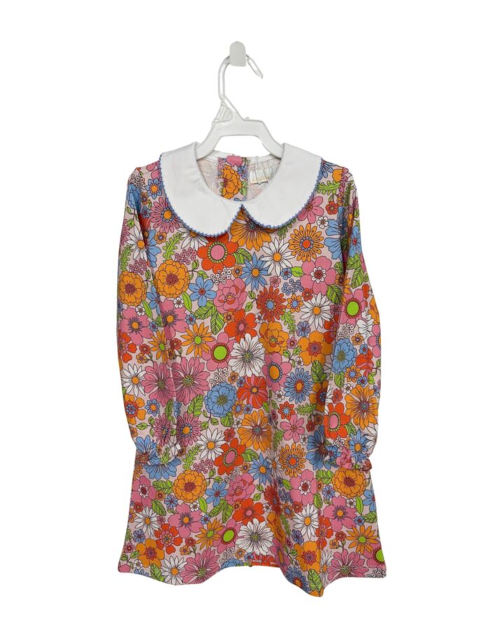THE OAKS APPAREL   PINK  FLORAL  KNIT DRESS WITH PICOT STITCHING