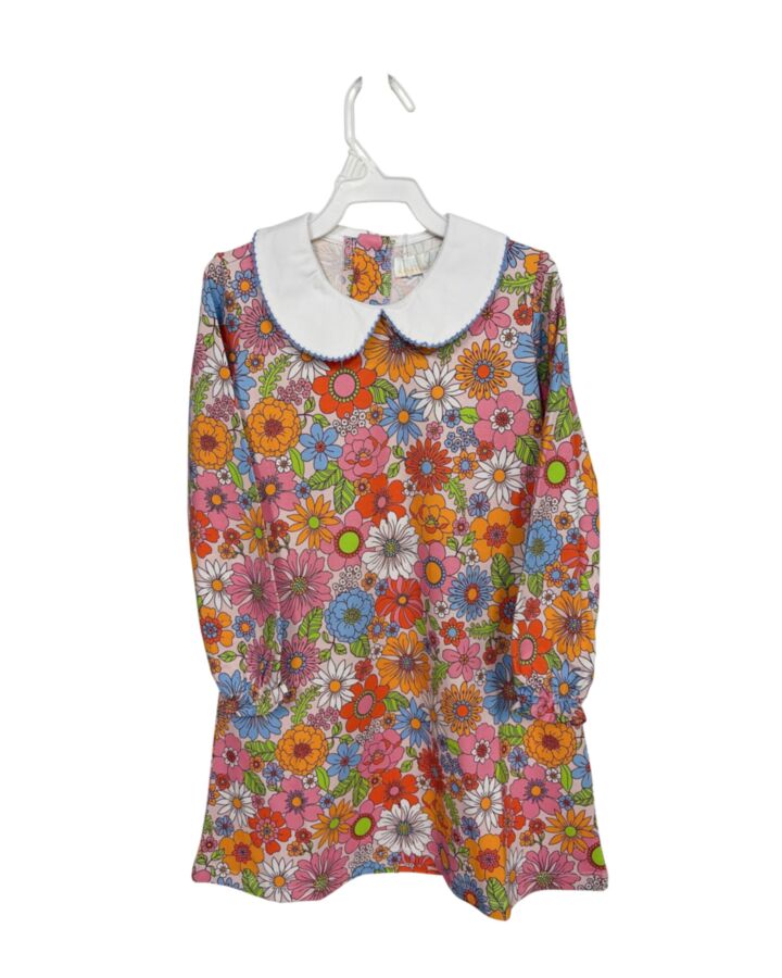 THE OAKS APPAREL   PINK  FLORAL  KNIT DRESS WITH PICOT STITCHING