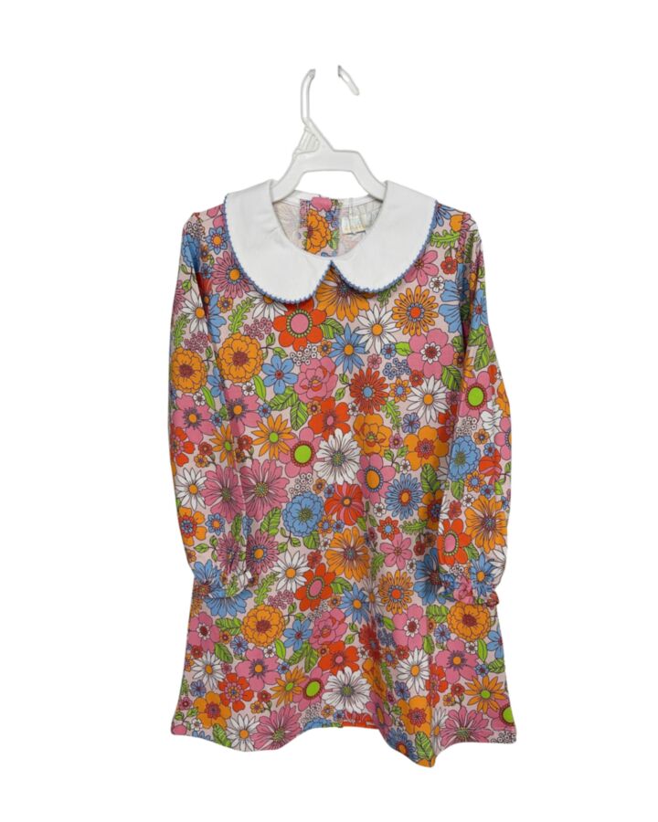 THE OAKS APPAREL   PINK  FLORAL  KNIT DRESS WITH PICOT STITCHING