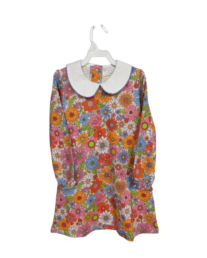 THE OAKS APPAREL   PINK  FLORAL  KNIT DRESS WITH PICOT STITCHING