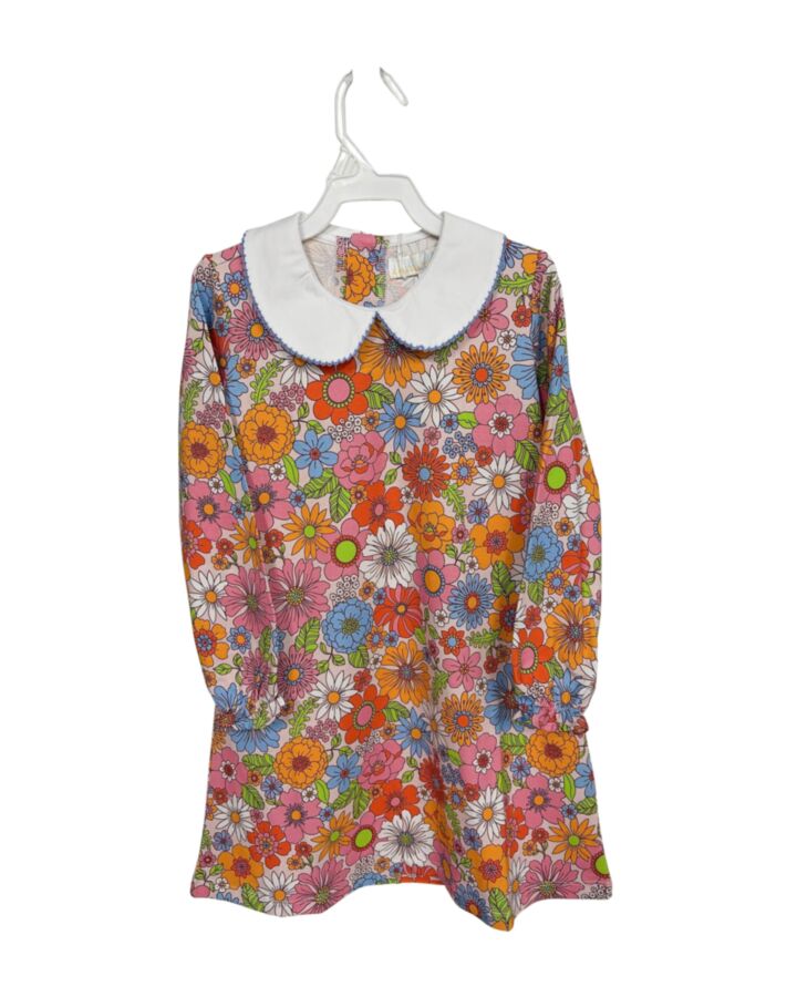 THE OAKS APPAREL   PINK  FLORAL  KNIT DRESS WITH PICOT STITCHING